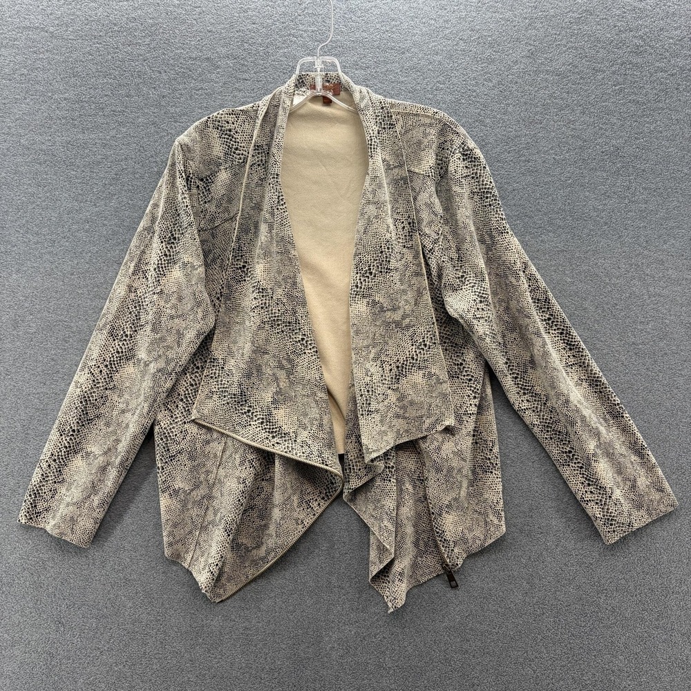 Scully Jacket Women XL Beige Snake Print Faux Suede Asymmetric Zip Western Boho